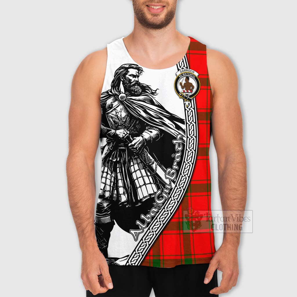 Tartan Vibes Clothing Darroch Tartan Clan Crest Men's Tank Top with Highlander Warrior Celtic Style