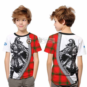 Darroch Tartan Clan Crest Kid T-Shirt with Highlander Warrior Celtic Style