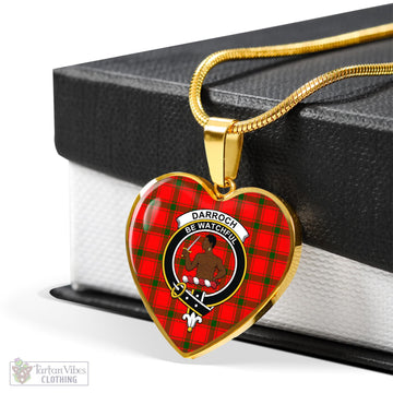 Darroch Tartan Heart Necklace with Family Crest