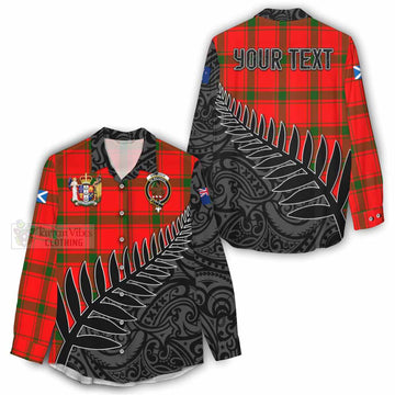 Darroch Crest Tartan Women's Casual Shirt with New Zealand Silver Fern Half Style