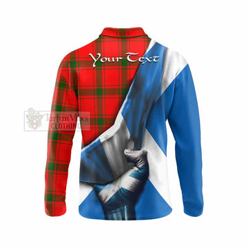 Darroch Tartan Long Sleeve Polo Shirt with Family Crest Scotland Patriotic Style