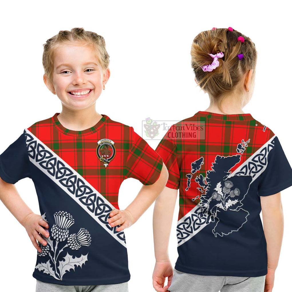 Tartan Vibes Clothing Darroch Tartan Kid T-Shirt Featuring Thistle and Scotland Map