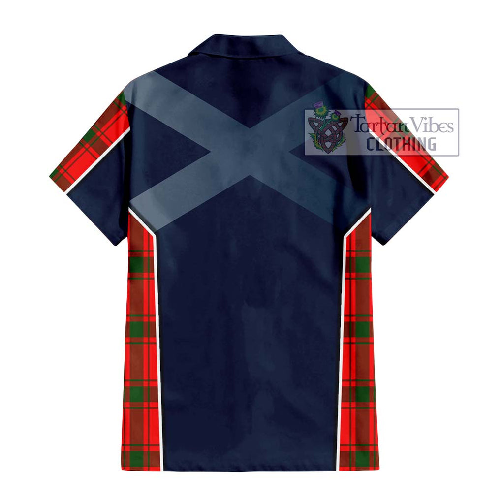 Darroch Tartan Short Sleeve Button Shirt with Family Crest and Lion Rampant Vibes Sport Style - Tartan Vibes Clothing