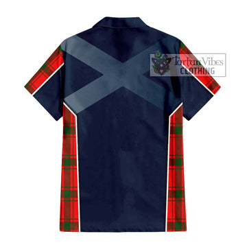 Darroch Tartan Short Sleeve Button Shirt with Family Crest and Lion Rampant Vibes Sport Style