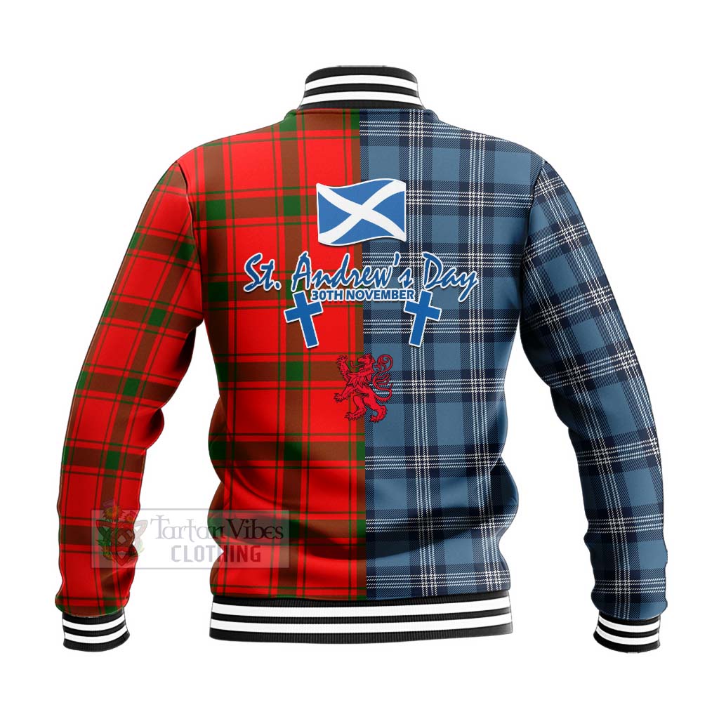 Tartan Vibes Clothing Darroch Tartan Baseball Jacket Happy St. Andrew's Day Half Tartan Style