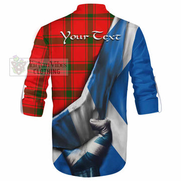 Darroch Tartan Ghillie Kilt Shirt with Family Crest Scotland Patriotic Style