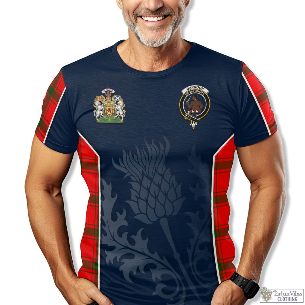 Tartan Vibes Clothing Darroch Tartan T-Shirt with Family Crest and Scottish Thistle Vibes Sport Style