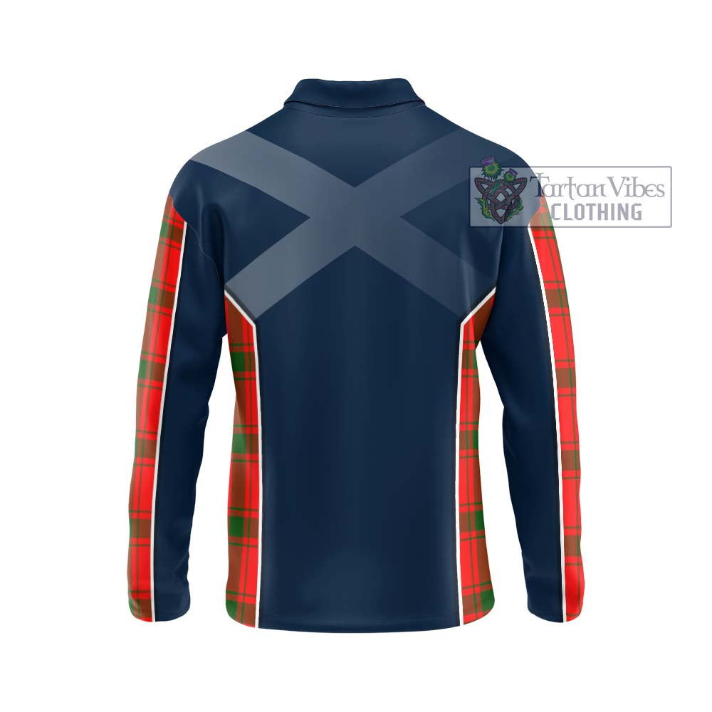 Tartan Vibes Clothing Darroch Tartan Long Sleeve Polo Shirt with Family Crest and Lion Rampant Vibes Sport Style