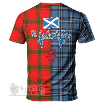 Darroch Tartan T-Shirt Happy St. Andrew's Day Half Tartan Style