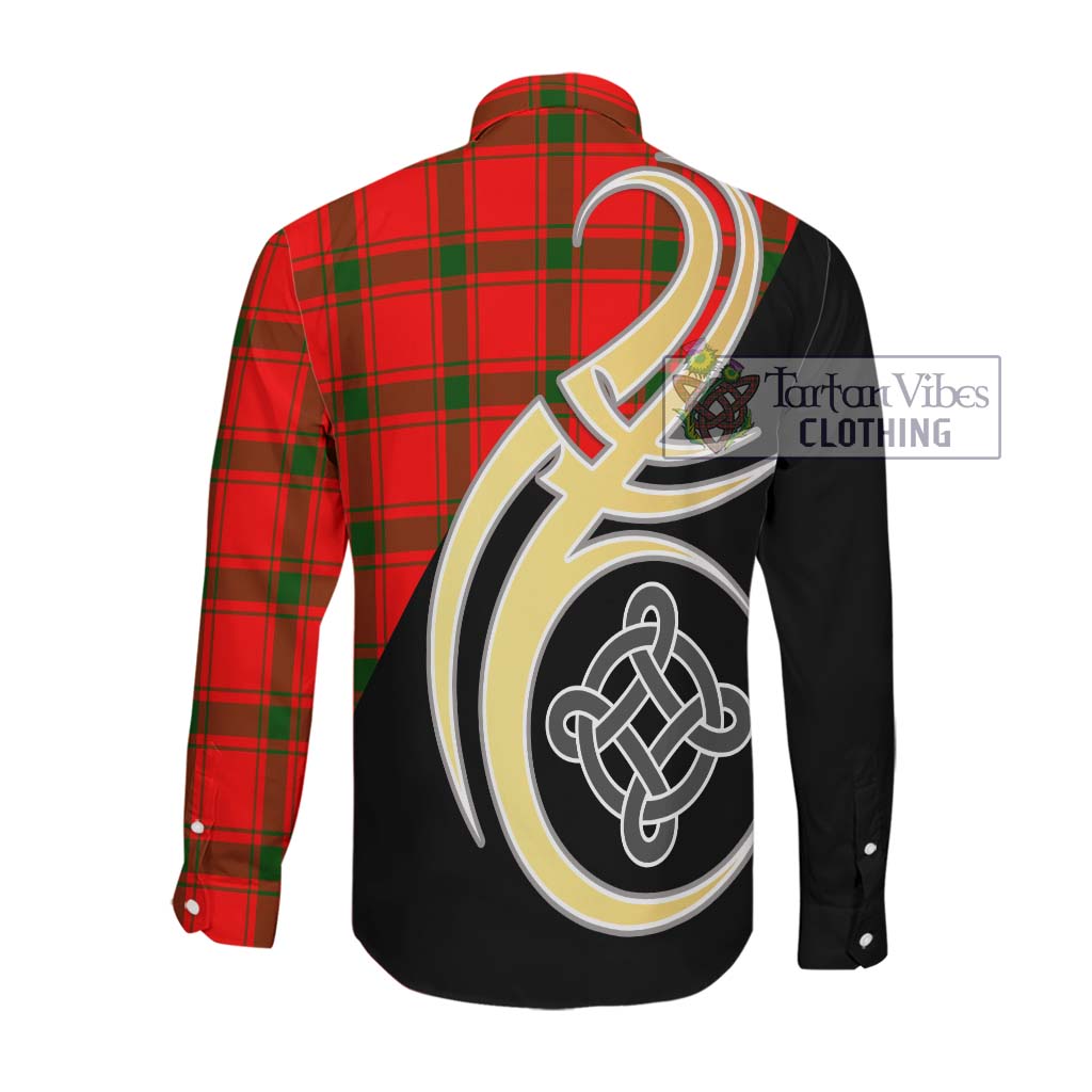 Darroch Tartan Long Sleeve Button Shirt with Family Crest and Celtic Symbol Style Men's Shirt - Tartan Vibes Clothing