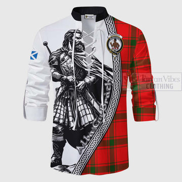 Darroch Tartan Clan Crest Ghillie Kilt Shirt with Highlander Warrior Celtic Style