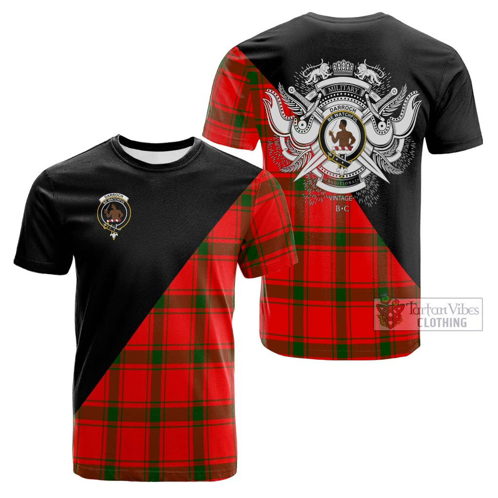 Tartan Vibes Clothing Darroch Tartan Cotton T-shirt with Family Crest and Military Logo Style