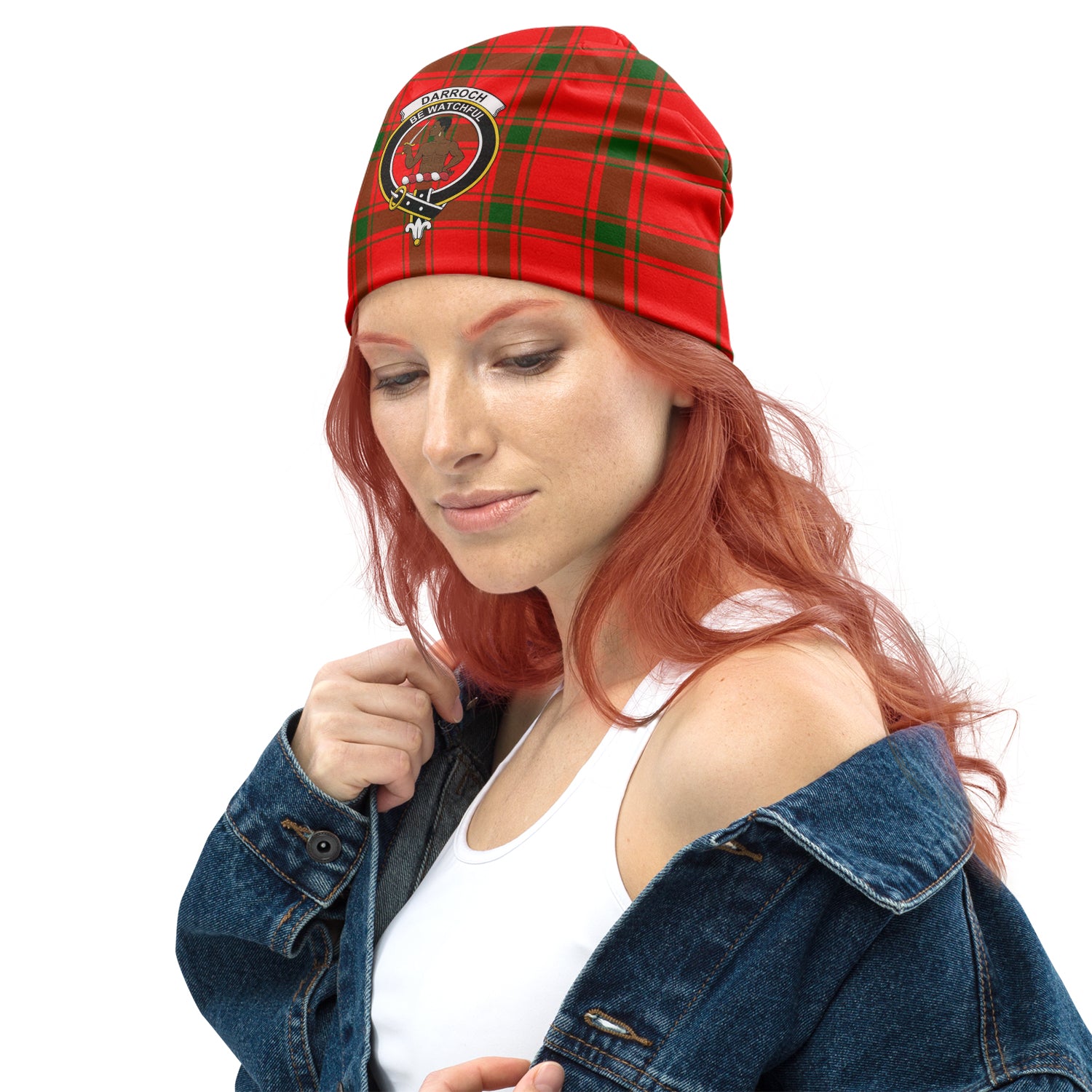 Darroch Tartan Beanies Hat with Family Crest - Tartan Vibes Clothing