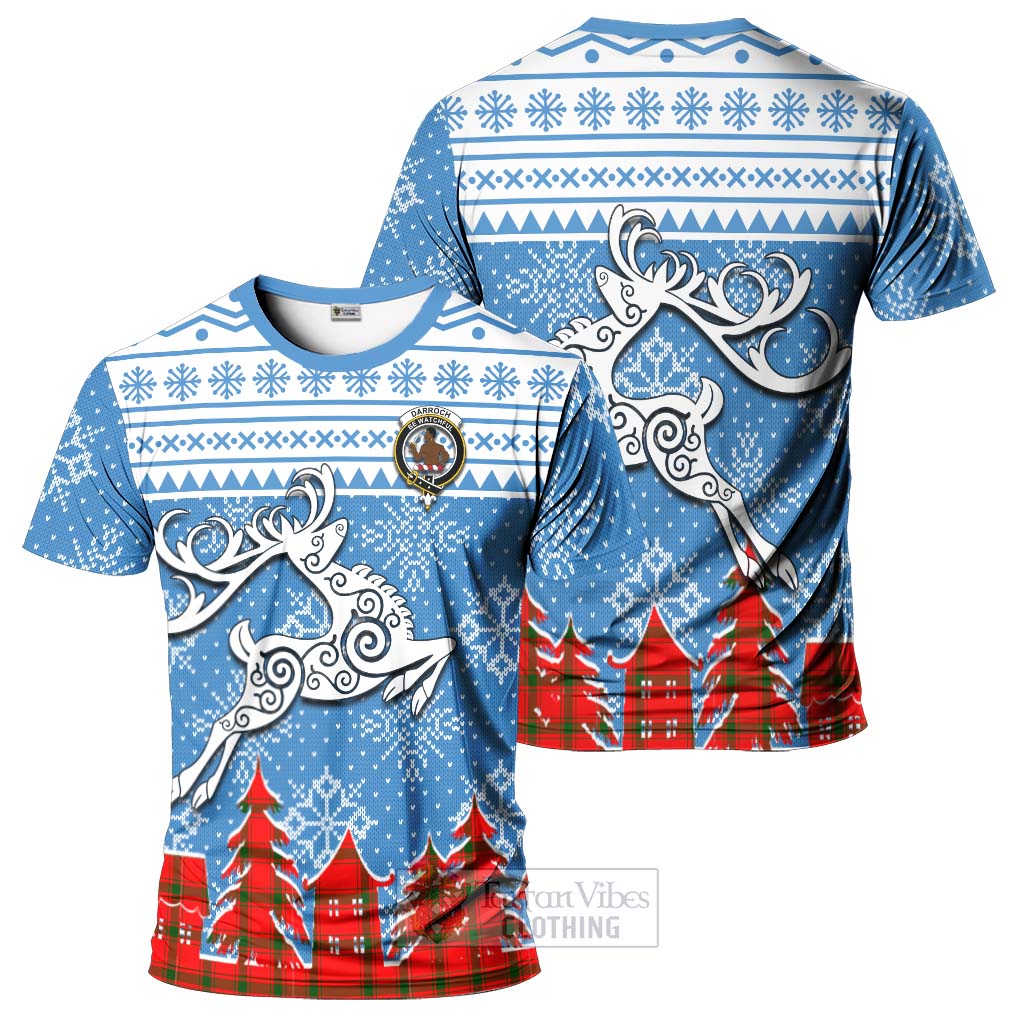 Tartan Vibes Clothing Darroch Clan Christmas T-Shirt Celtic Reindeer Style