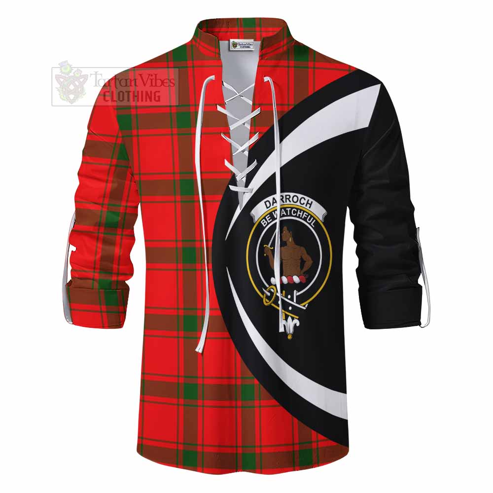 Tartan Vibes Clothing Darroch Tartan Ghillie Kilt Shirt with Family Crest Circle Style