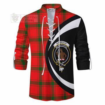 Darroch Tartan Ghillie Kilt Shirt with Family Crest Circle Style