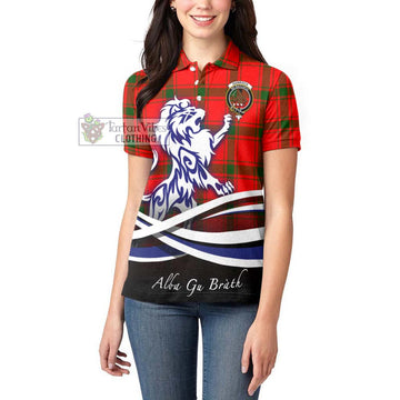 Darroch Tartan Women's Polo Shirt with Alba Gu Brath Regal Lion Emblem - Tartan Vibes Clothing