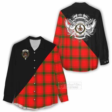 Darroch Tartan Women's Casual Shirt with Family Crest and Military Logo Style