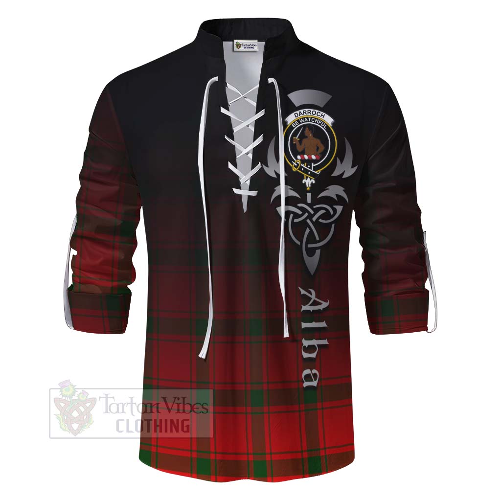 Tartan Vibes Clothing Darroch Tartan Ghillie Kilt Shirt Featuring Alba Gu Brath Family Crest Celtic Inspired