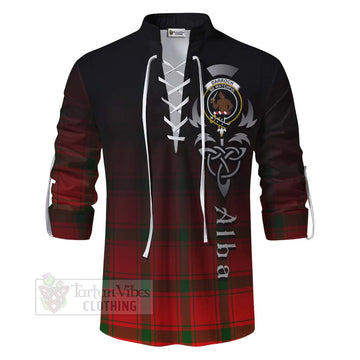 Darroch Tartan Ghillie Kilt Shirt Featuring Alba Gu Brath Family Crest Celtic Inspired