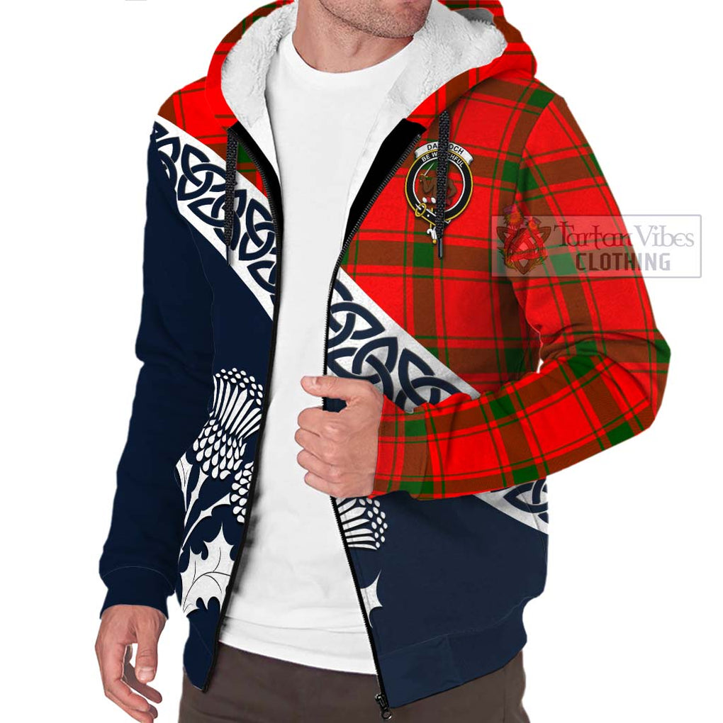 Tartan Vibes Clothing Darroch Tartan Sherpa Hoodie Featuring Thistle and Scotland Map