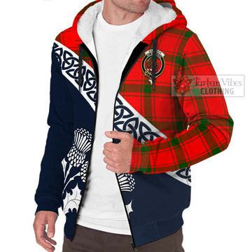 Darroch Tartan Sherpa Hoodie Featuring Thistle and Scotland Map