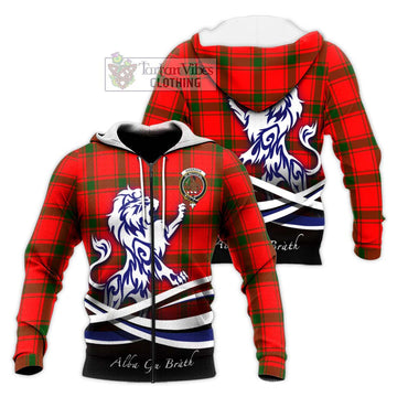 Darroch Tartan Knitted Hoodie with Alba Gu Brath Regal Lion Emblem