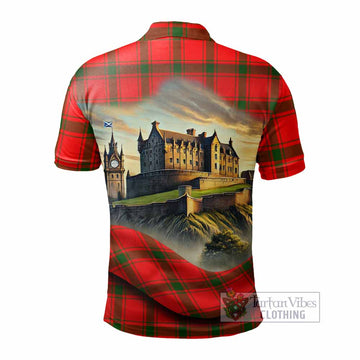 Darroch Tartan Family Crest Polo Shirt with Scottish Ancient Castle Style - Tartan Vibes Clothing