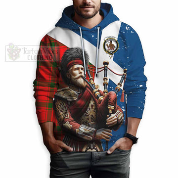 Darroch Tartan Hoodie with Family Crest Scottish Bagpiper Vibes