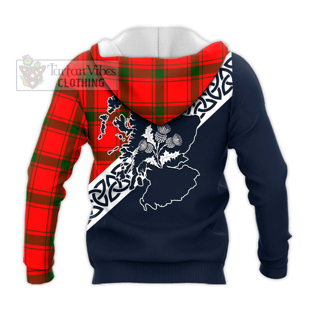 Tartan Vibes Clothing Darroch Tartan Knitted Hoodie Featuring Thistle and Scotland Map