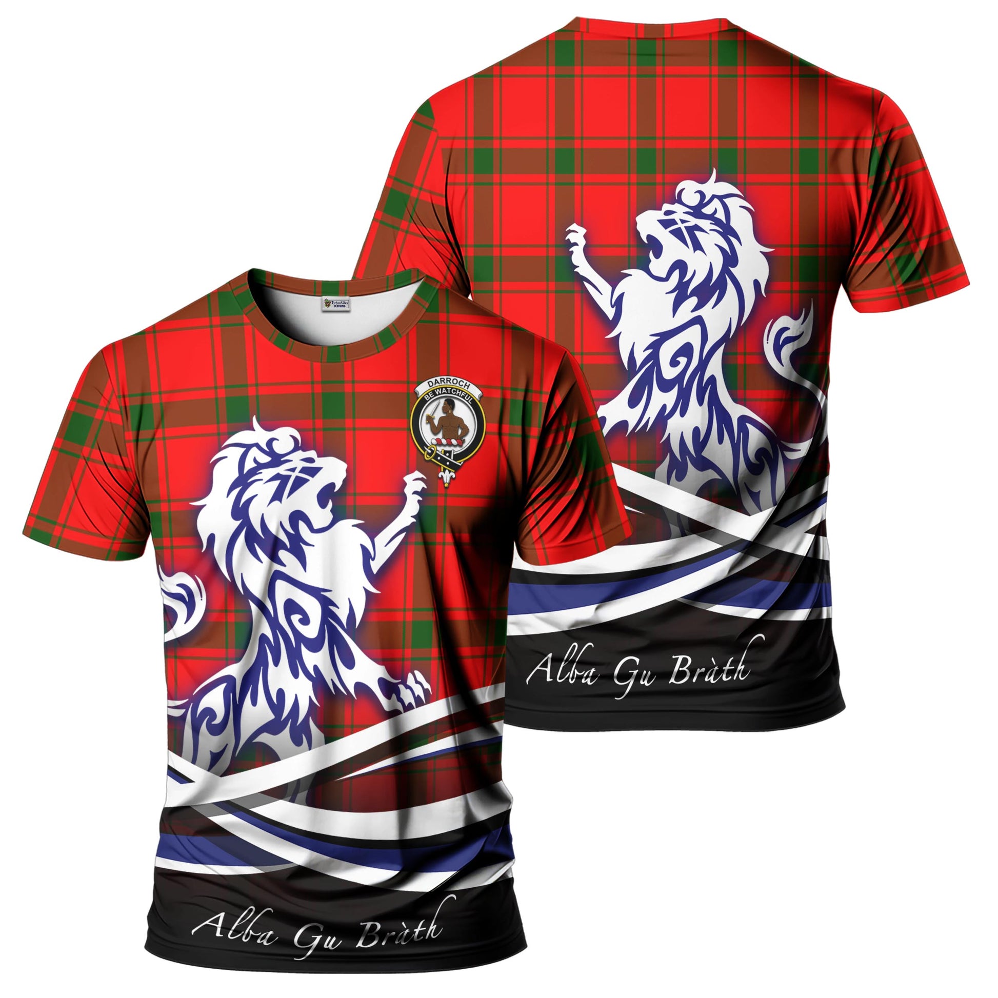 darroch-tartan-t-shirt-with-alba-gu-brath-regal-lion-emblem