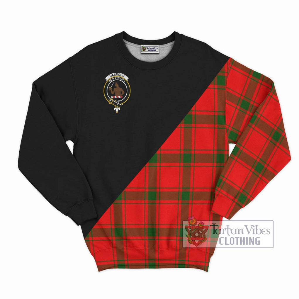 Darroch Tartan Sweatshirt with Family Crest and Military Logo Style - Tartanvibesclothing Shop