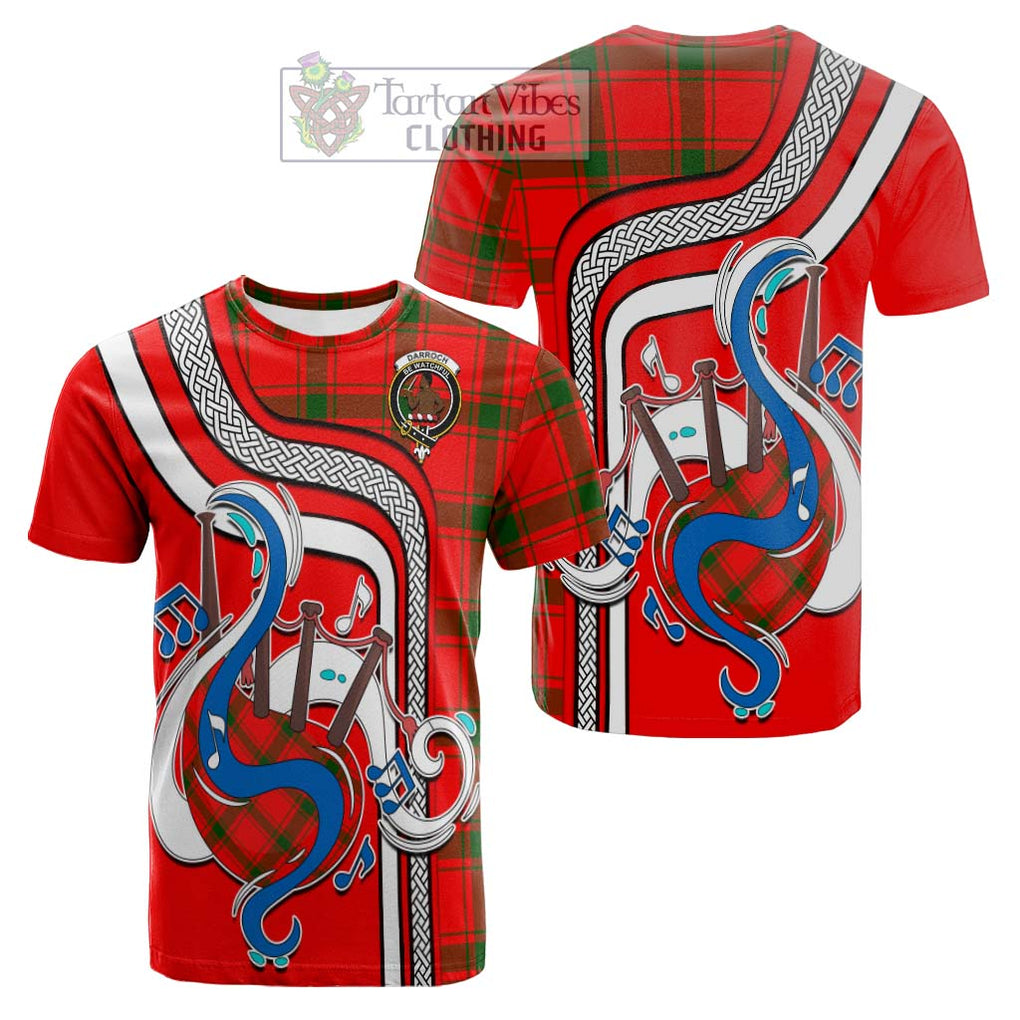 Tartan Vibes Clothing Darroch Tartan Cotton T-shirt with Epic Bagpipe Style