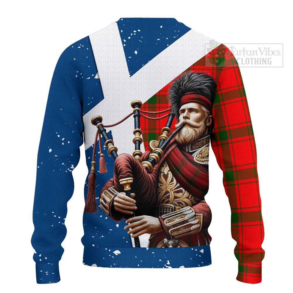 Tartan Vibes Clothing Darroch Tartan Knitted Sweater with Family Crest Scottish Bagpiper Vibes