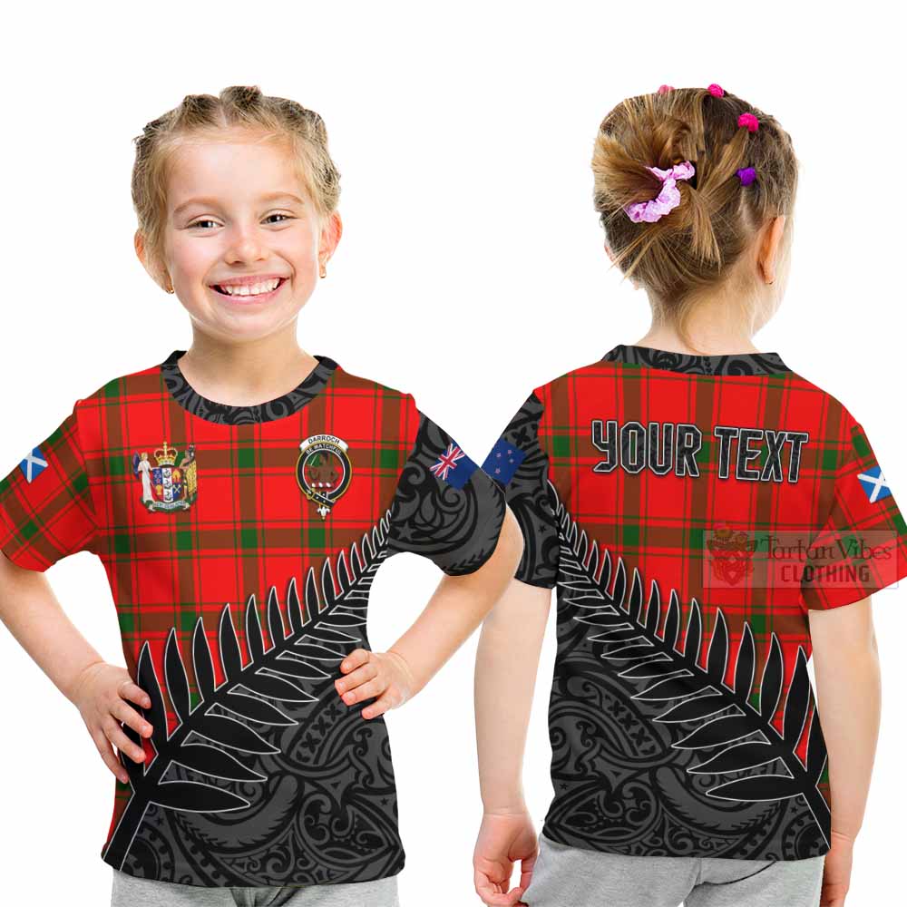 Tartan Vibes Clothing Darroch Crest Tartan Kid T-Shirt with New Zealand Silver Fern Half Style