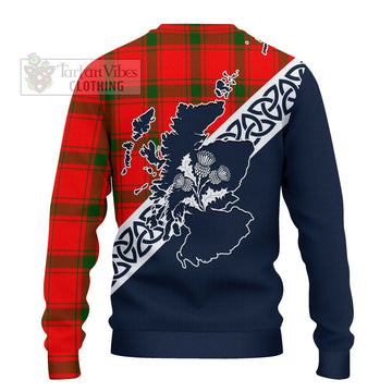 Darroch Tartan Ugly Sweater Featuring Thistle and Scotland Map