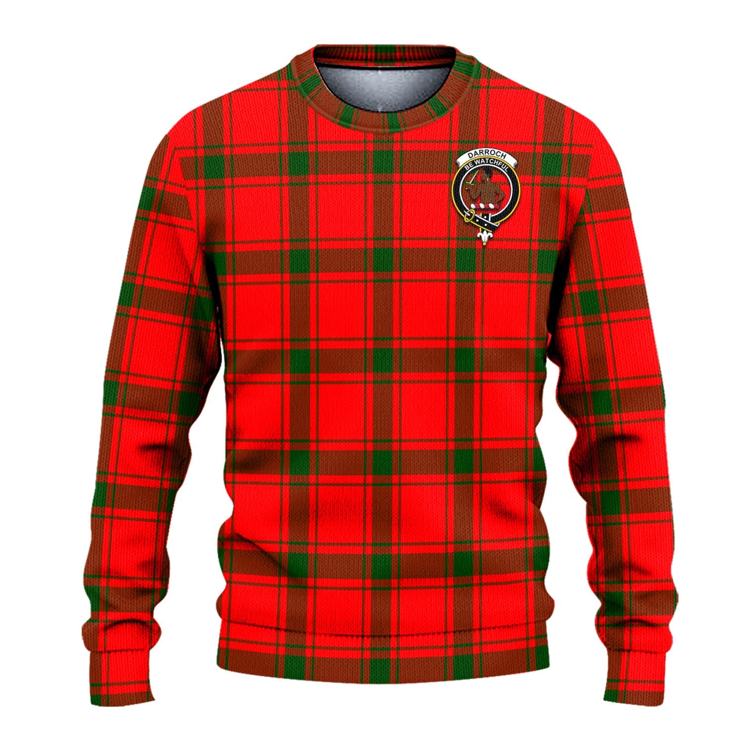 Darroch Tartan Knitted Sweater with Family Crest - Tartanvibesclothing