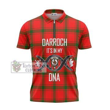 Darroch Tartan Zipper Polo Shirt with Family Crest DNA In Me Style