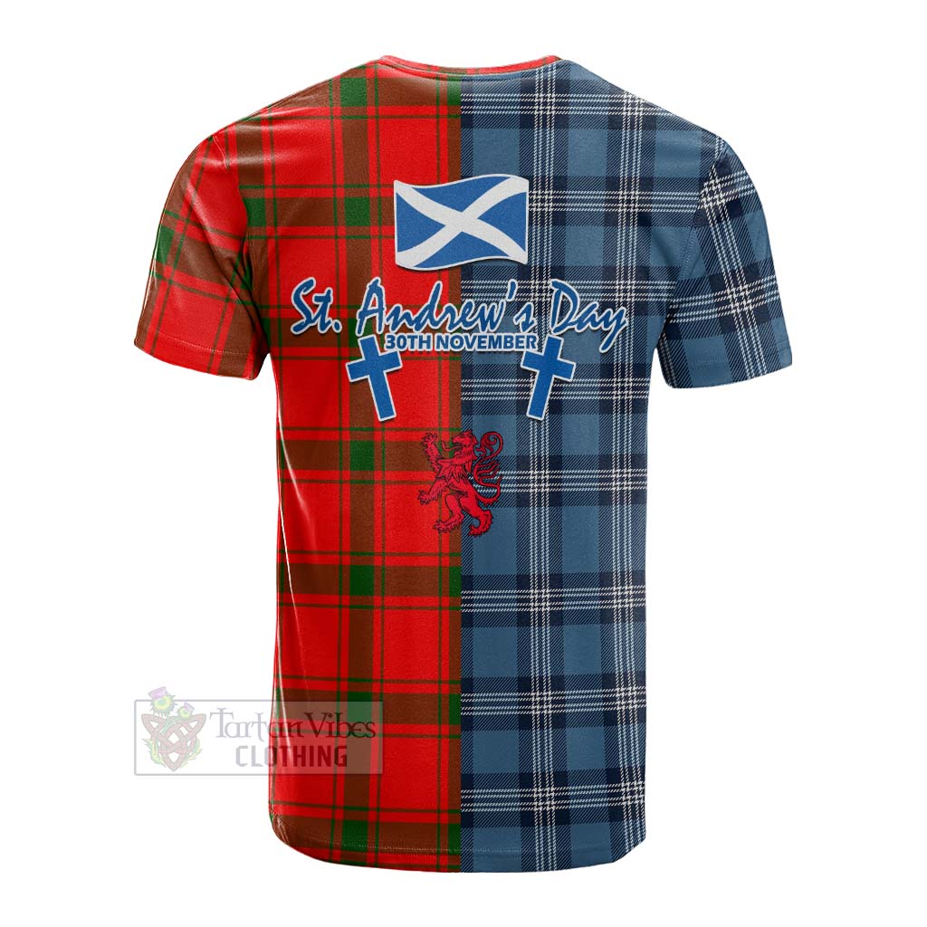 Tartan Vibes Clothing Darroch Tartan Cotton T-shirt Happy St. Andrew's Day Half Tartan Style