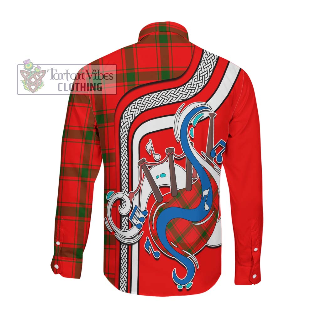 Tartan Vibes Clothing Darroch Tartan Long Sleeve Button Shirt with Epic Bagpipe Style