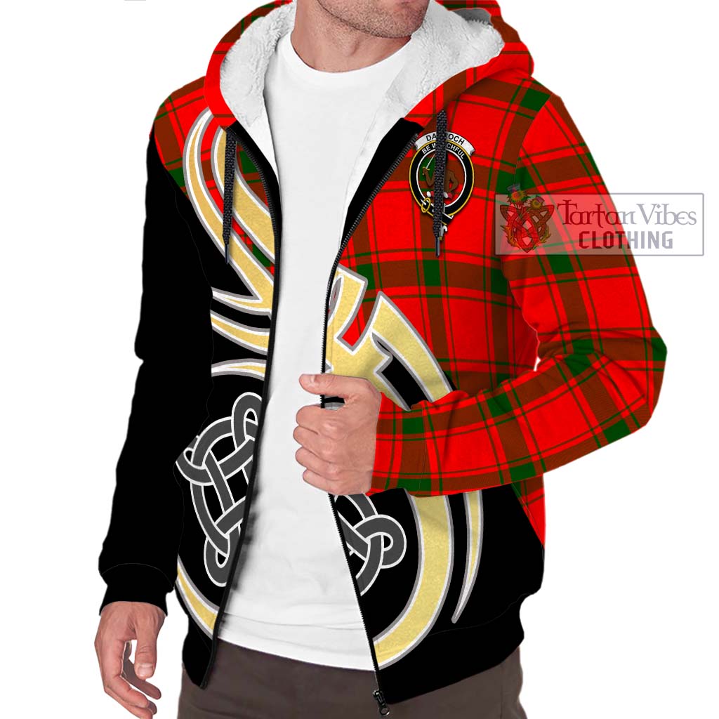 Darroch Tartan Sherpa Hoodie with Family Crest and Celtic Symbol Style - Tartan Vibes Clothing