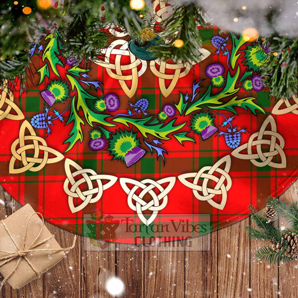 Tartan Vibes Clothing Darroch Tartan Christmas Tree Skirt with Thistle Celtic Knot Style