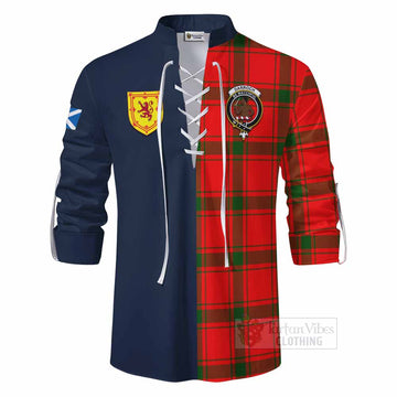 Darroch Tartan Ghillie Kilt Shirt Alba with Scottish Lion Royal Arm Half Style