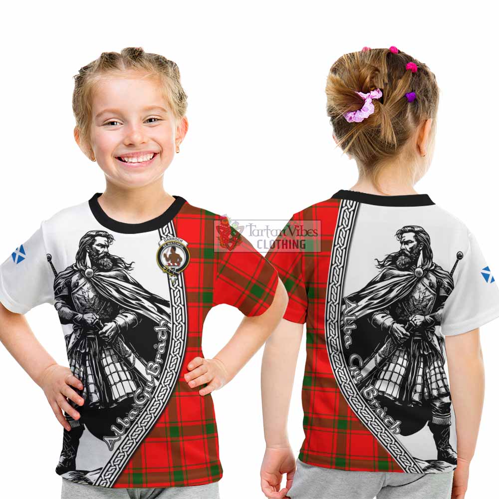 Darroch Tartan Clan Crest Kid T-Shirt with Highlander Warrior Celtic Style