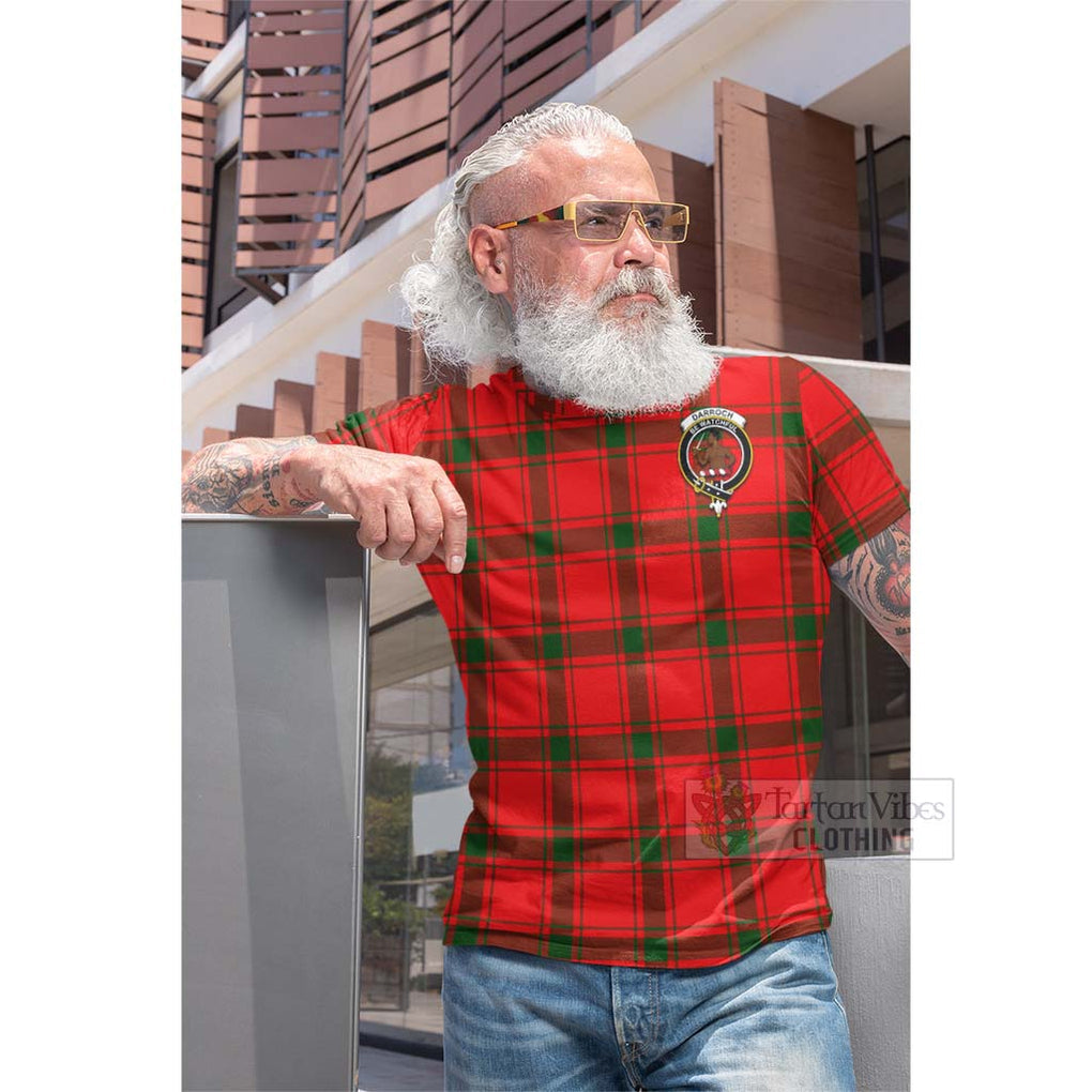 Tartan Vibes Clothing Darroch Tartan Cotton T-shirt with Family Crest and Bearded Skull Holding Bottles of Whiskey