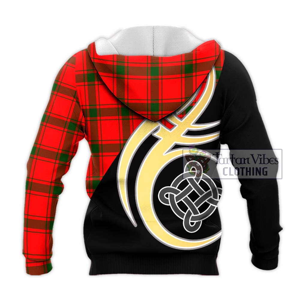 Tartan Vibes Clothing Darroch Tartan Knitted Hoodie with Family Crest and Celtic Symbol Style