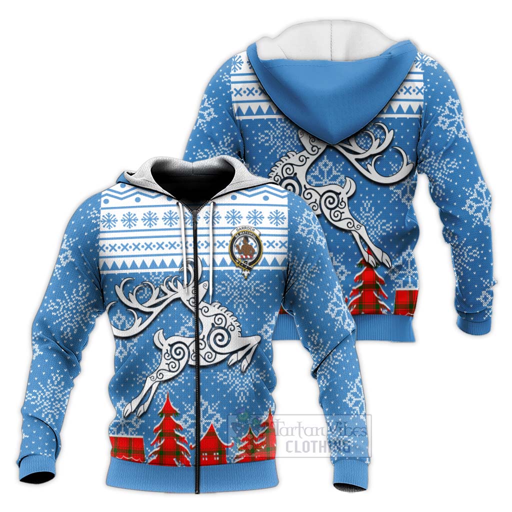 Tartan Vibes Clothing Darroch Clan Christmas Knitted Hoodie Celtic Reindeer Style