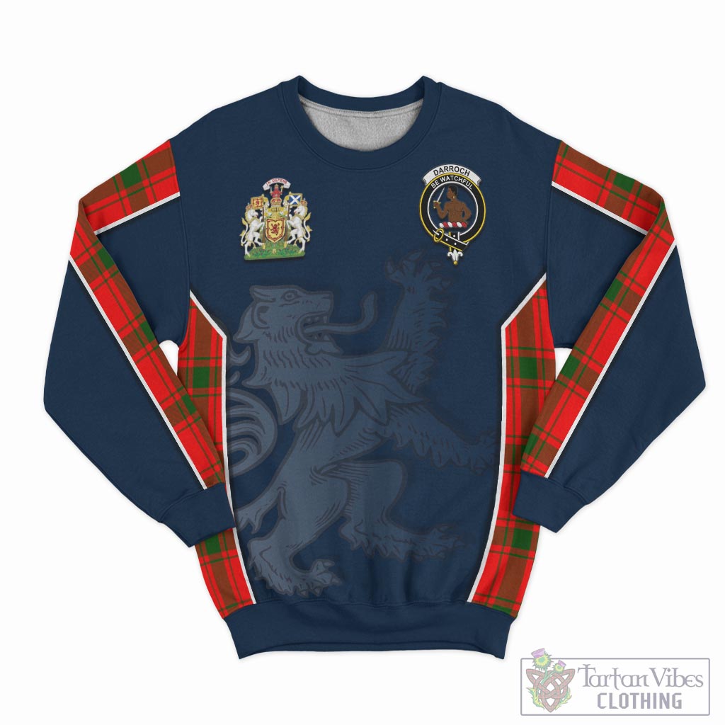 Tartan Vibes Clothing Darroch Tartan Sweater with Family Crest and Lion Rampant Vibes Sport Style