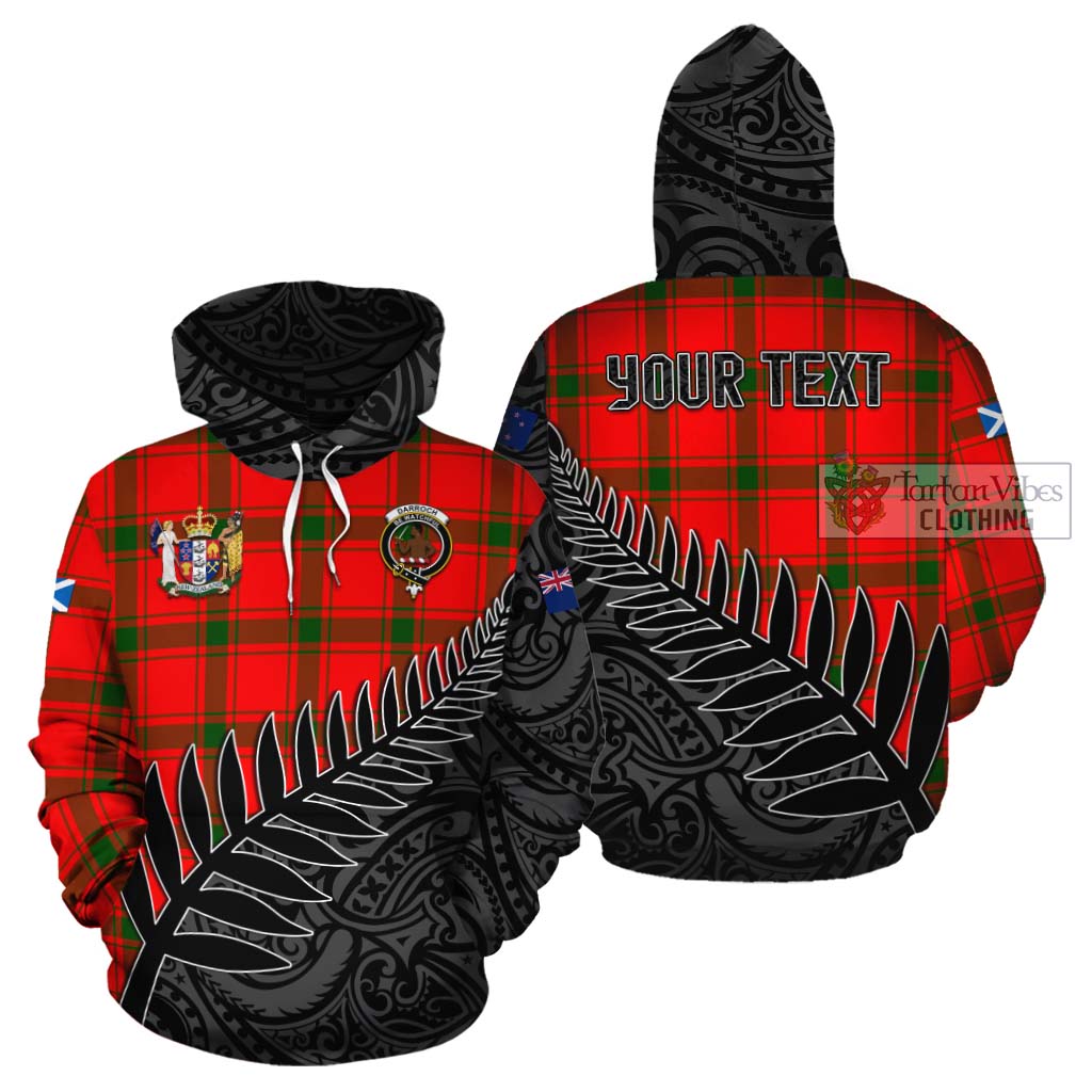 Tartan Vibes Clothing Darroch Crest Tartan Cotton Hoodie with New Zealand Silver Fern Half Style