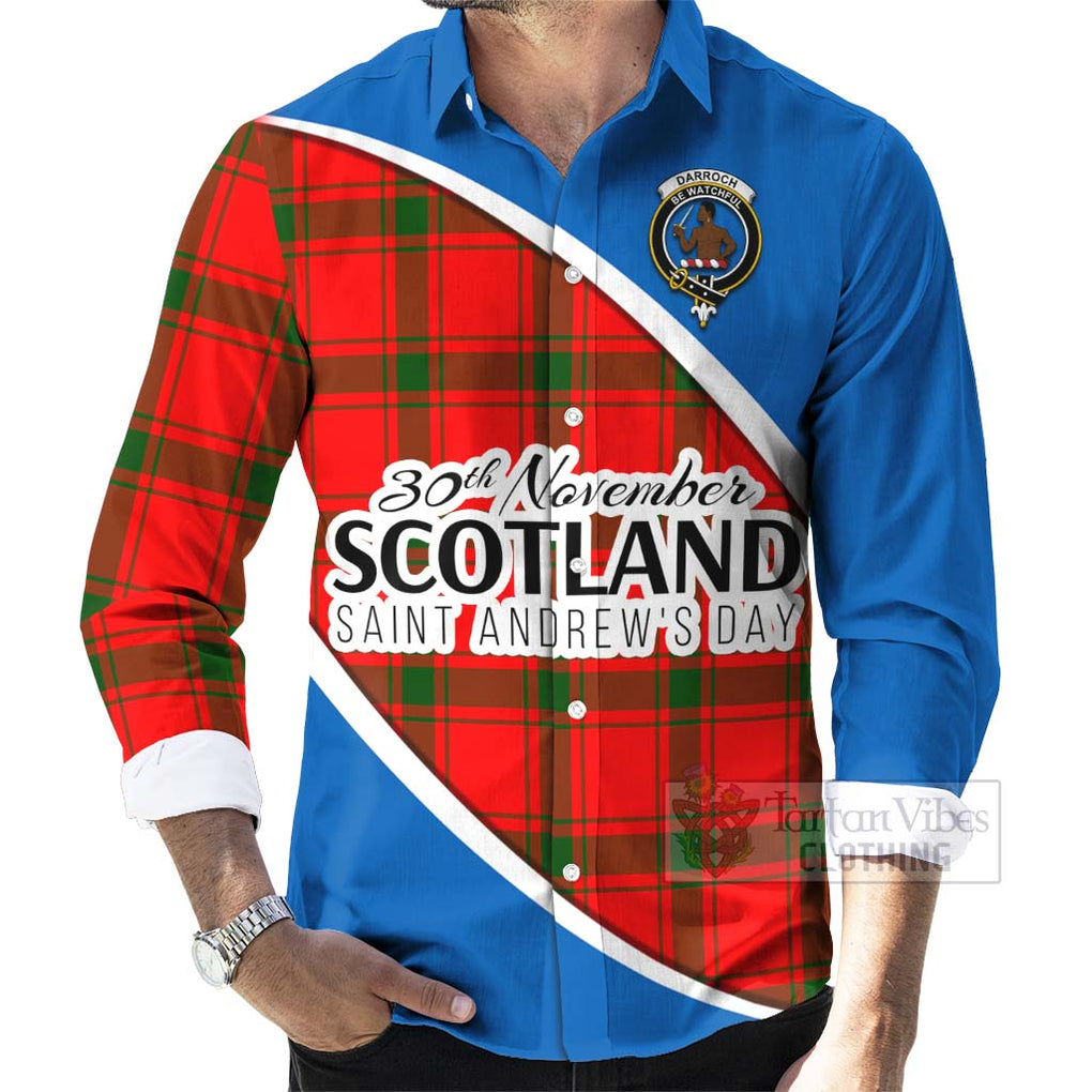 Tartan Vibes Clothing Darroch Family Crest Tartan Long Sleeve Button Shirt Celebrate Saint Andrew's Day in Style